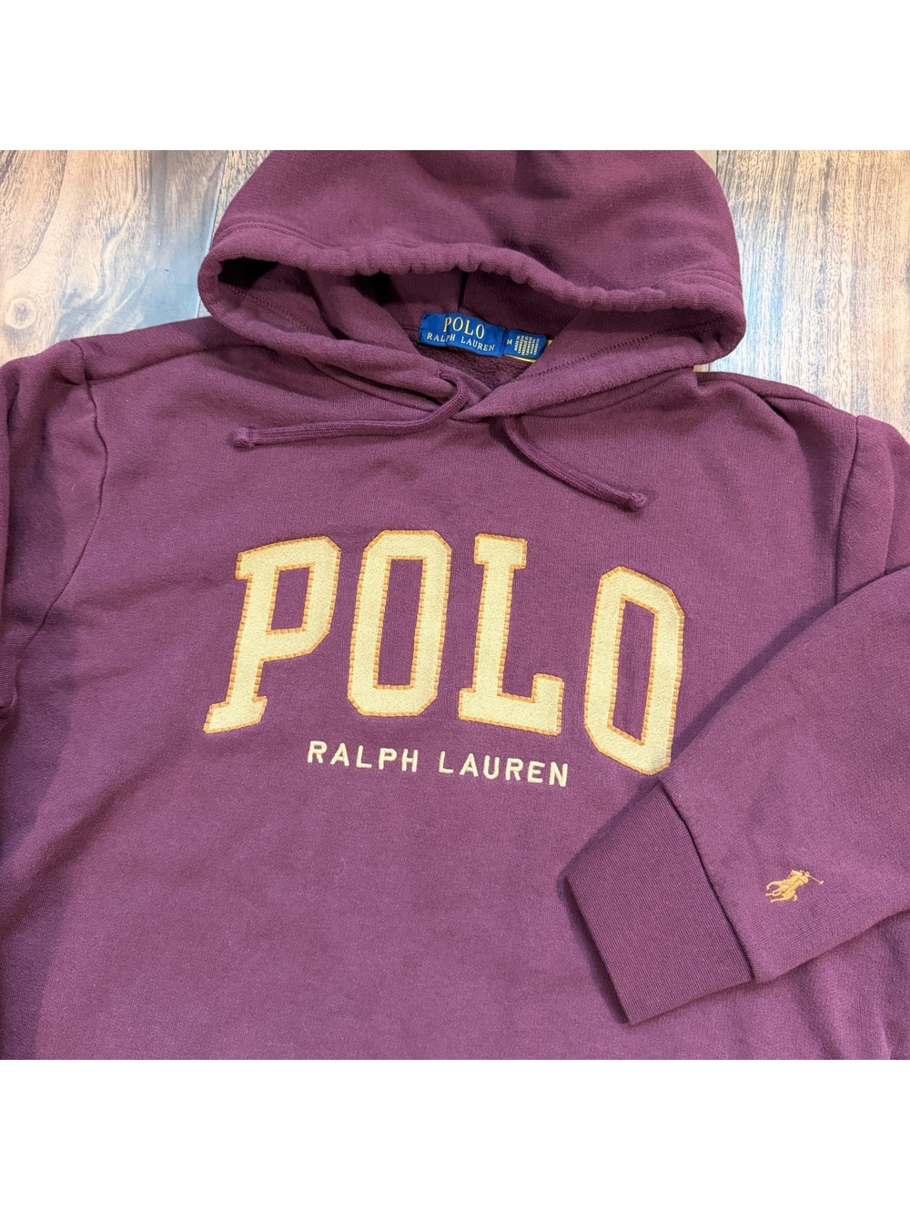 Polo Ralph Lauren Spellout Hoodie Mens Medium Maroon Embroidered Pony